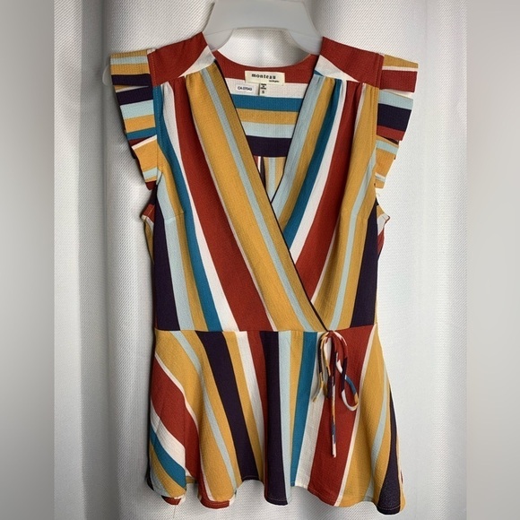 MONTEAU Multicoloured faux wrap/peplum top - Picture 9 of 9